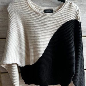 Express Ribbed Dolman Color Block Sweater (M)